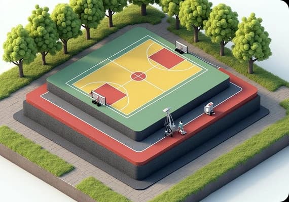 На щебёночно-песчаном основании (для спортивных площадок, теннисных кортов)